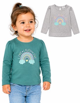 REMERA PARA BEBA MANGA PRINCESA ESTAMPA ARCOIRIS. RUABEL