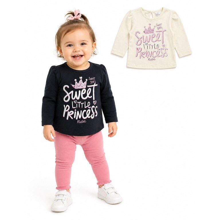 REMERA PARA BEBA MANGA PRINCESA CON ESTAMPA WEET. RUABEL