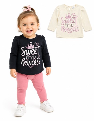REMERA PARA BEBA MANGA PRINCESA CON ESTAMPA WEET. RUABEL