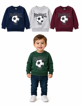 BUZO DE FRISA PARA BEBE CON PUÑO, ESTAMPA PELOTA 'FOOTBALL'. RUABEL