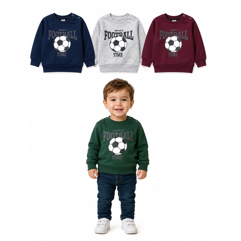 BUZO DE FRISA PARA BEBE CON PUÑO, ESTAMPA PELOTA 'FOOTBALL'. RUABEL
