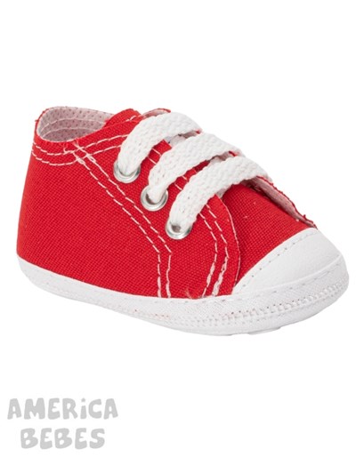 ZAPATILLAS PUNTERA LONA ROJA. CANU GORDITOO