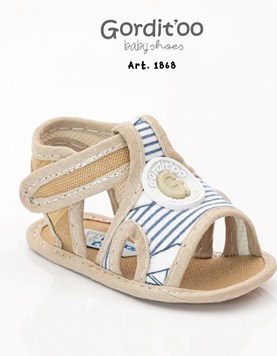 SANDALIA TREX- BARCO MIL RAYAS-BEIGE + ESCUDO. GORDITOO