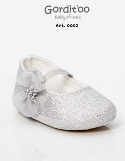 BALLERINA LUREX PLATEADA PARA BEBA CON MOÑO Y APLIQUE DE STRASS GORDITOO
