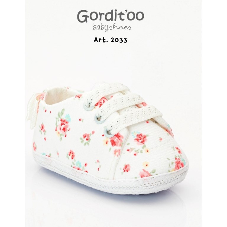 ZAPATILLA LIBERTY FLORES EN TONOS ROJOS MOÑO TALON. GORDITOO