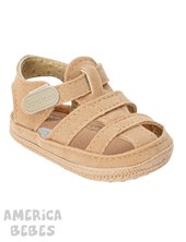 SANDALIA BEIGE SIMIL DESCARNE CON ABROJO + LOGO. GORDITOO