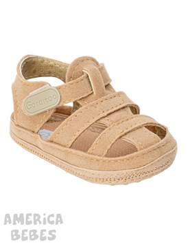 SANDALIA BEIGE SIMIL DESCARNE CON ABROJO + LOGO. GORDITOO