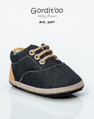 ZAPATILLA BEBES JEAN NEGRO - BEIGE Y GALLETITA. GORDITOO.