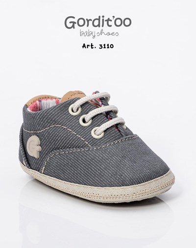ZAPATILLA CON OJALILLOS JEAN GRIS-GALLETITA-CUADRILLE. GORDITOO