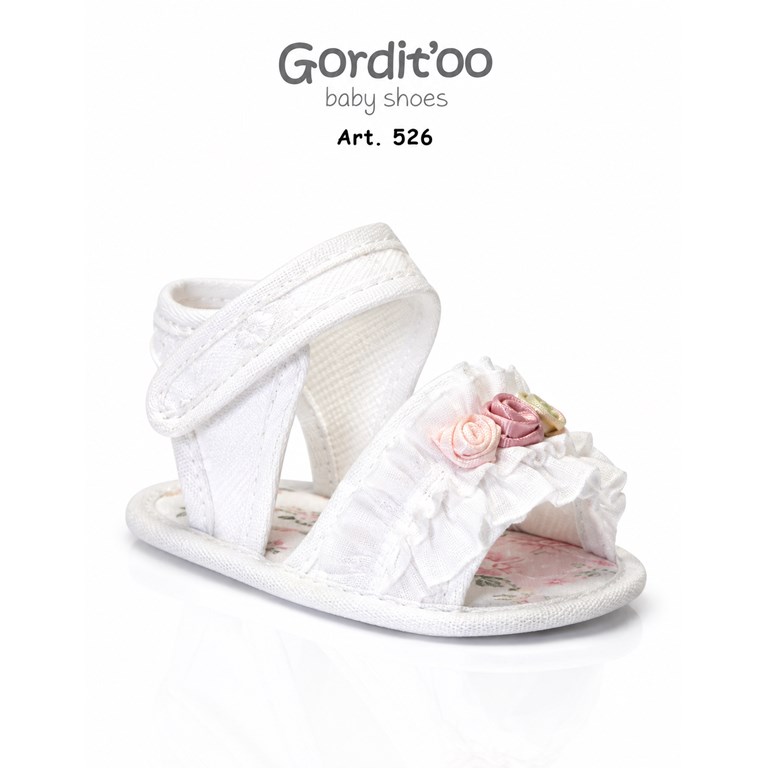 SANDALIA PARA BEBA BLANCA ESTAMPADO  APLIQUE FLORES COCOCO. GORDITOO