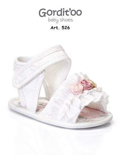 SANDALIA PARA BEBA BLANCA ESTAMPADO  APLIQUE FLORES COCOCO. GORDITOO