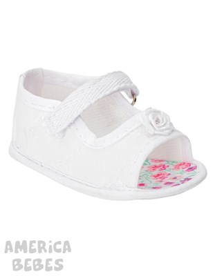 SANDALIA BOQUITA DE PESCADO BLANCA CINTA ESPIGA MINI CLAVEL+CORAZON. GORDITOO