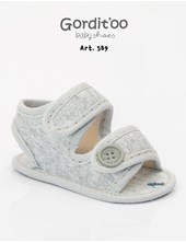 SANDALIA DOBLE ABROJO GRIS MELANGE + BOTON . GORDITOO