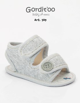 SANDALIA DOBLE ABROJO GRIS MELANGE + BOTON . GORDITOO
