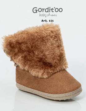 BOTA MEDIA MICROFIBRA MARRON SUELA-PIEL SUELA. GORDITOO