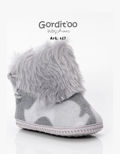BOTA MEDIA CAÑA MATELASSE GRIS MELANGE ESTAMPADO + PELUCHE GORDITOO