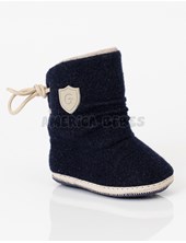Bota bebes caña alta con frunces polar interno azul detalle beige. Gorditoo.