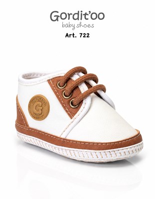 ZAPATILLA BEBE BLANCA COMBINADO SUELA CON CORDONES. GORDITOO