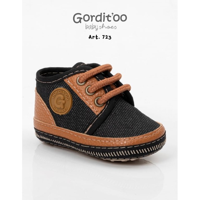 ZAPATILLAS BANDA-CORDONERA-TALON JEAN NEGRO-SUELA. GORDITOO 