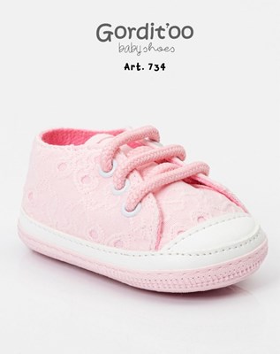 ZAPATILLA BRODERIE ROSA BEBA DETALLE EN BLANCO GORDITOO