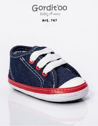 ZAPATILLA JEAN AZUL COSTURA BLANCA-DETALLE ROJO GORDITOO.