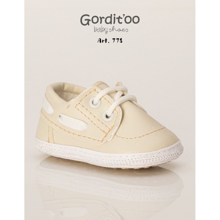 MOCASIN NAUTIK CON CORDON BEIGE-BLANCO. GORDITOO.