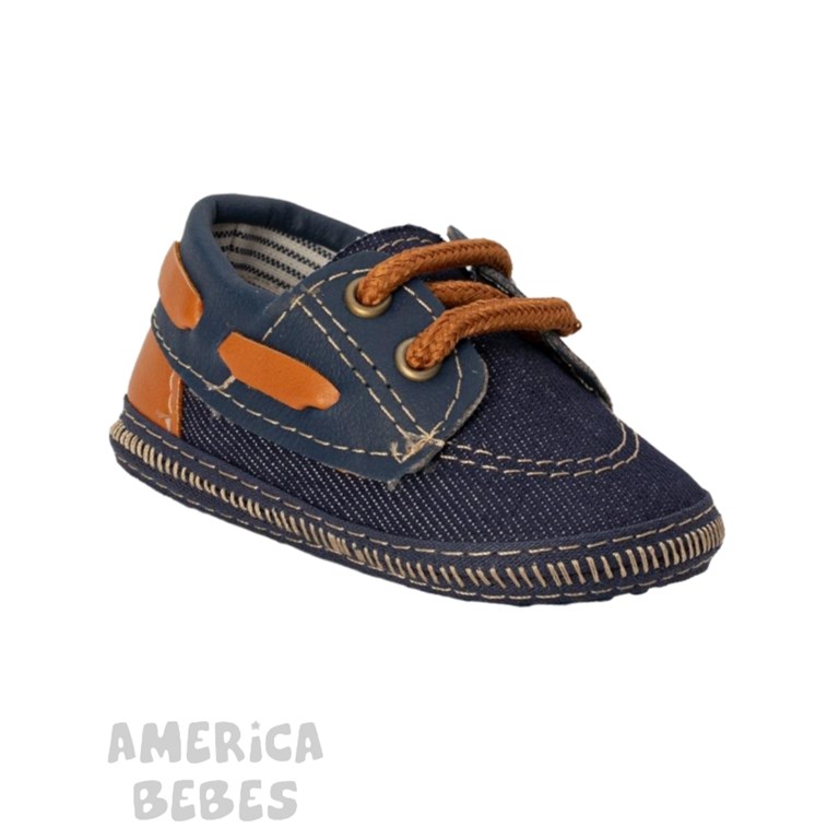 MOCASIN NAUTICO PARA BEBE EN JEAN Y SUELA COMBINADA BADANA GORDITOO