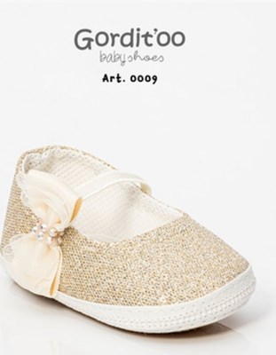 BALLERINA LUREX DORADA PARA BEBA CON MOÑO Y APLIQUE STRASS GORDITOO