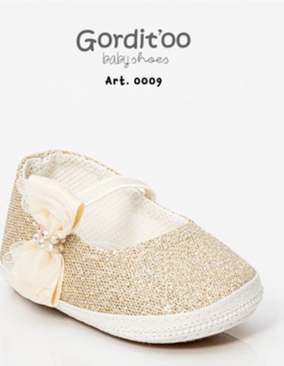 BALLERINA LUREX DORADA PARA BEBA CON MOÑO Y APLIQUE STRASS GORDITOO