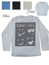 Remera Varon Manga larga algodon premium estampa 'Today I Feel'. Colores: Negra-Gris-azulino-camel. Labendel