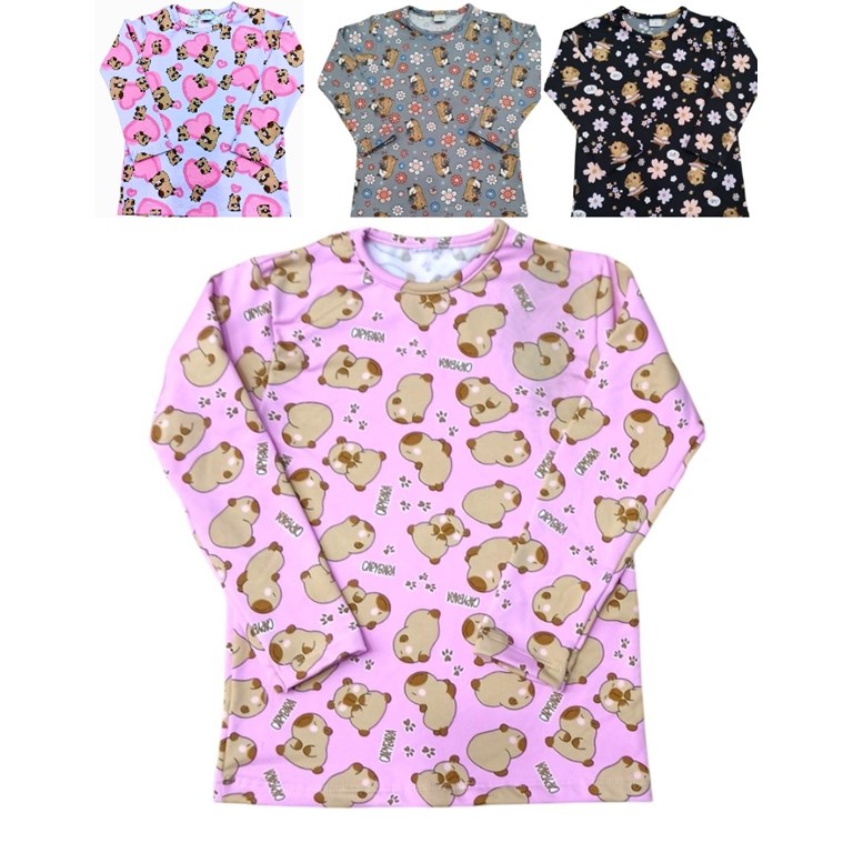 REMERA CAPYBARA FRISADA TIPO CAMISETA MANGA LARGA. LABENDEL