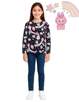 REMERA ESTAMPADA 'LA BUBU' FRISADA TIPO CAMISETA MANGA LARGA. LABENDEL