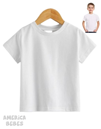 REMERA BLANCA MANGA CORTA ALGODON PEINADO COLEGIAL. LABENDEL