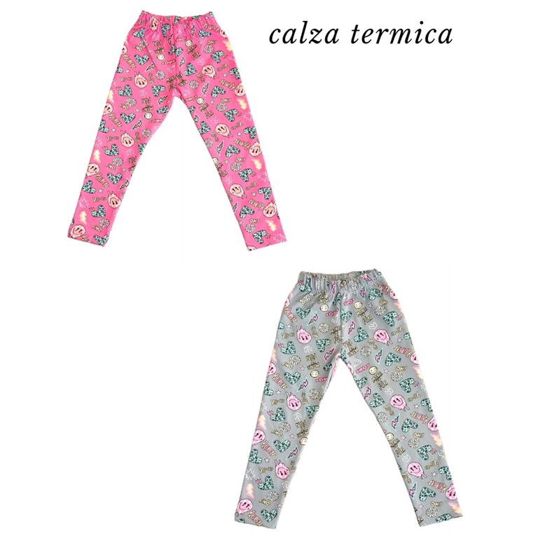 CALZA ESTAMPA EMOJI TERMICA FRISADA NIÑA. LABENDEL