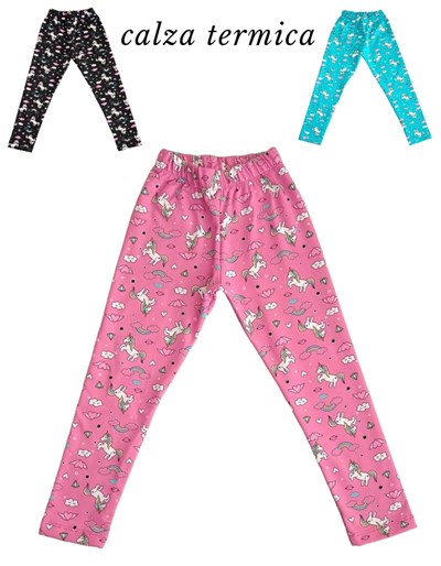 CALZA FRIZADA TERMICA ESTAMPA UNICORNIO NENA.  LABENDEL