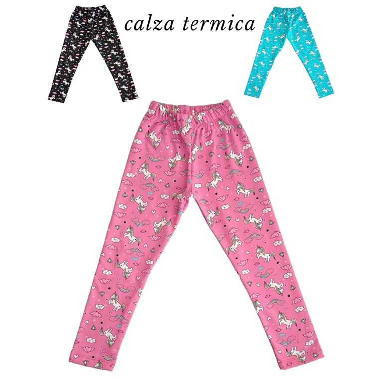 CALZA FRIZADA TERMICA ESTAMPA UNICORNIO NENA.  LABENDEL