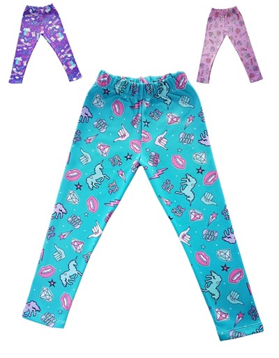 CALZA TERMICA FRISADA NENA ESTAMPADA TRES ESTAMPAS. COLORES: ROSA-AQUA-LILA. LABENDEL