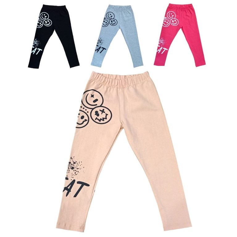 CALZA TINI ESTAMPADA 'EMOJI' ALGODON CON LYCRA. COLORES: CORAL-NEGRO-GRIS-DURAZNO. LABENDEL