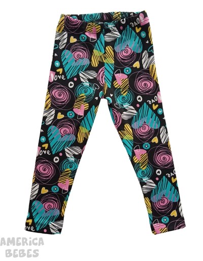 CALZA PARA BEBA TERMICA FRISADA ESTAMPADA CORAZONES Y RAYAS LABENDEL