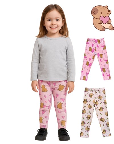 Calza beba frisada estampada 'Capybara'. Labendel