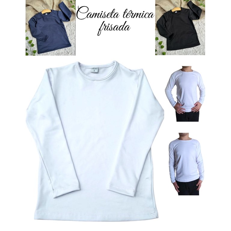 PROMO! Camiseta termica frisada calidad premium. Para nena o varon. Colores: Blanco - Negro - Azul marino. Labendel
