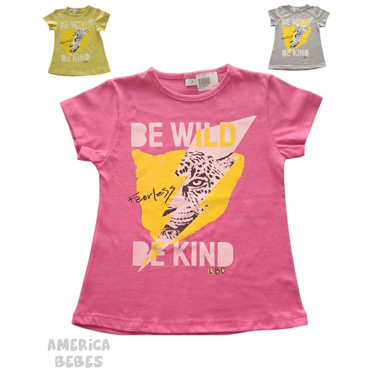 REMERA MANGA CORTA NENA ESTAMPA 'PANTER BE WILD'. LABENDEL