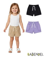 Short rustico beba con volados en bolsillos. Colores: Negro - Lila - Beige. Labendel