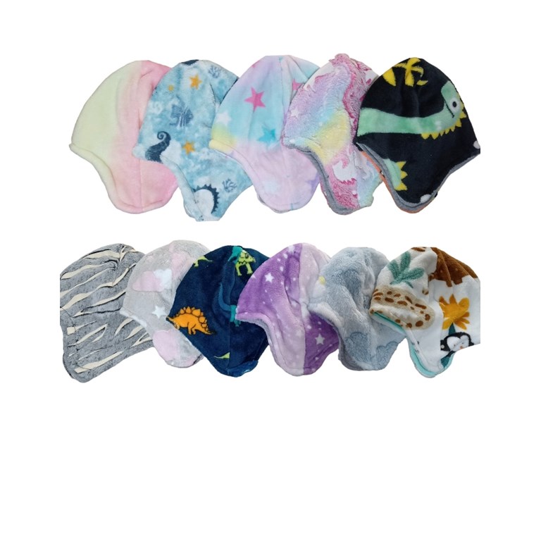 GORRO PLUSH PARA BEBES ESTAMPAS VARIAS TIPO AVIADOR LABENDEL