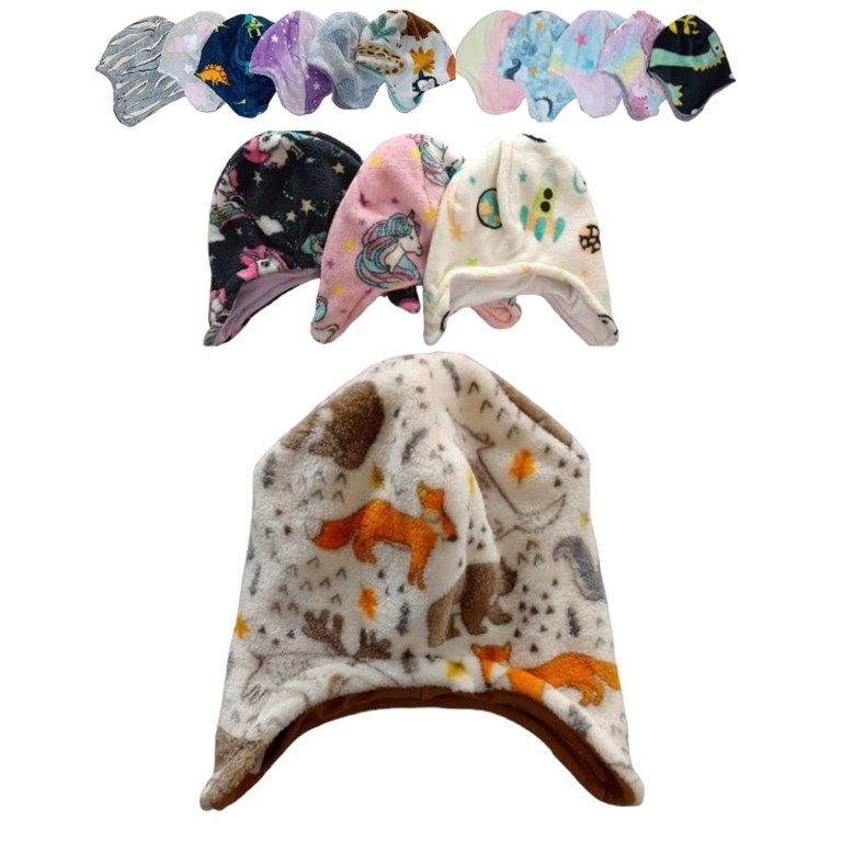 GORRO PLUSH PARA BEBES ESTAMPAS VARIAS TIPO AVIADOR LABENDEL