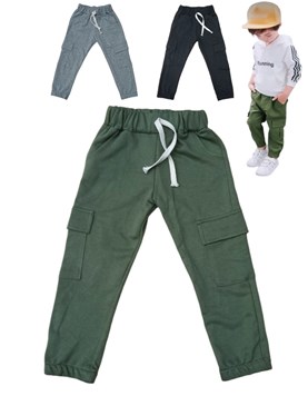 PANTALON JOGGER CARGO RUSTICO BEBE CON CORDON EN CINTURA REGULABLE. COLORES: NEGRO-MILITAR-GRIS OSCURO. LABENDEL