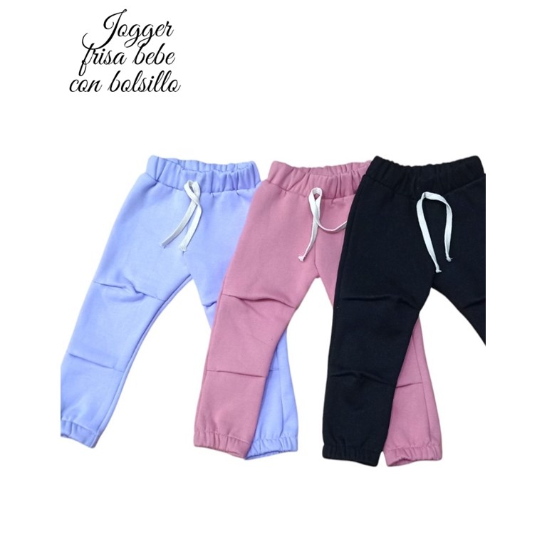 PANTALON JOGGER FRISA PREMIUM  CON TABLAS ADELANTE PARA BEBE Y BEBA, CON PUÑO ELASTICO CON BOLSILLOS Y CORDON EN CINTURA . COLORES: BEIGE OSCURO-ROSA OSCURO-NEGRO-GRIS OSCURO-GRIS MELANGE-LILA. LABEND