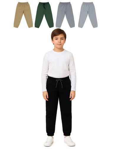 Pantalón 'frisa premium' de nene con dos bolsillos con elástico en puño y cordón ajustable cintura. Colores: negro, gris, verde seco, melange, beige. Labendel