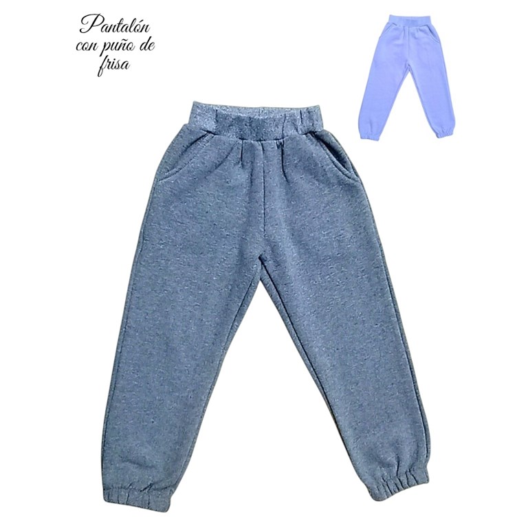 Pantalon frisa premium clasico nena con puño. Colores: negro, lila,gris claro,rosa, jaspeado. Labendel