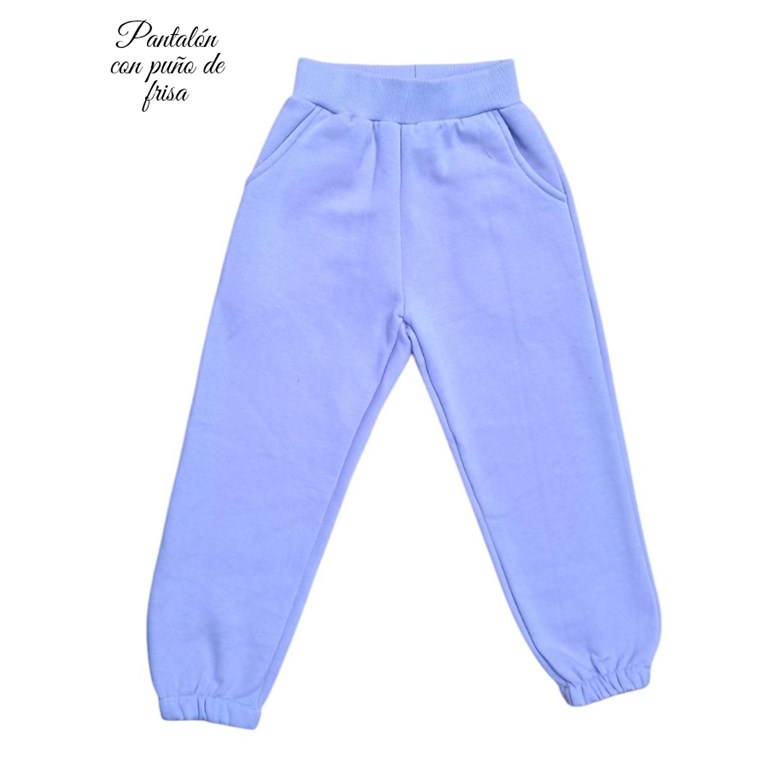 Pantalon frisa premium clasico nena con puño. Colores: negro, lila,gris claro,rosa, jaspeado. Labendel